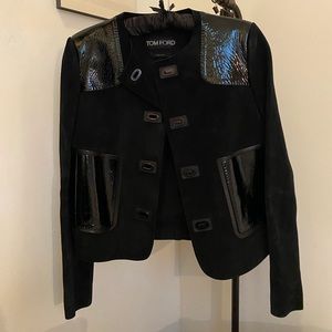 Tom Ford Black Suede + Patent Leather Jacket